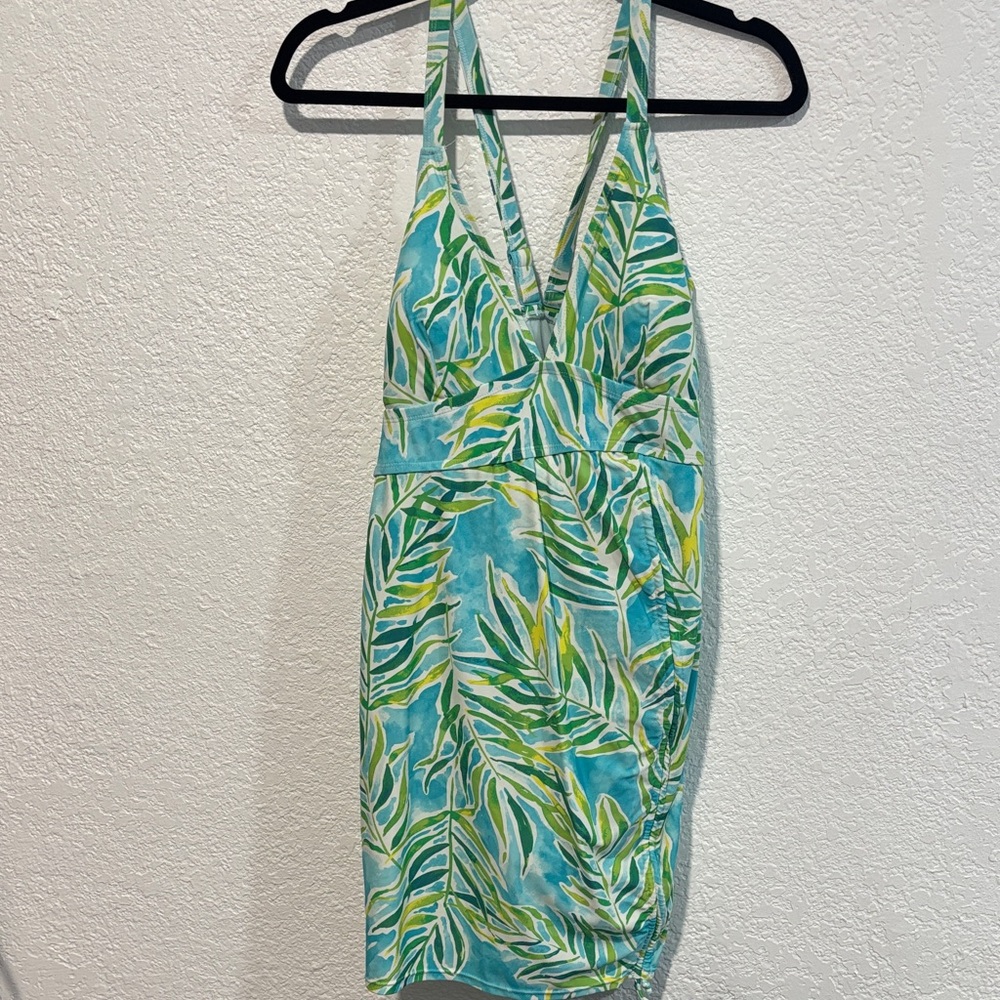 Tropical Leaf Print One Piece Swimsuit